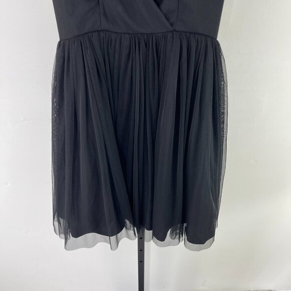 Asos Women's Black Fit & Flare Zip-back Little Tulle Mini Ballerina Dress Size 4 - Picture 4 of 15